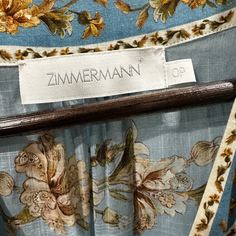 Zimmermann Teal and Gold Floral Long Sleeve Dress, Chintz, $880 - Picture 5 of 9
